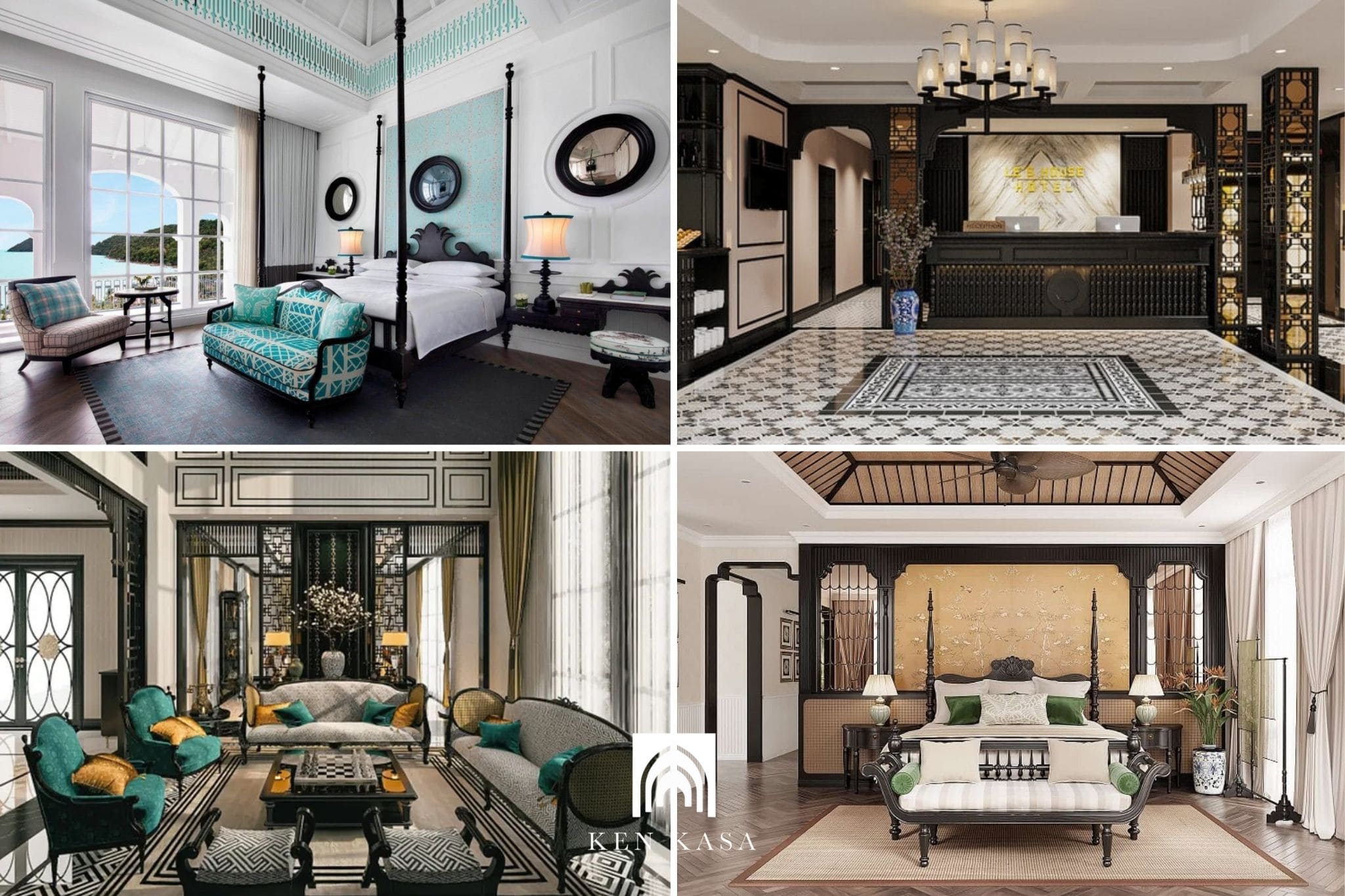 Thiết kế nội thất kh&aacute;ch sạn 4 sao phong c&aacute;ch Indochine