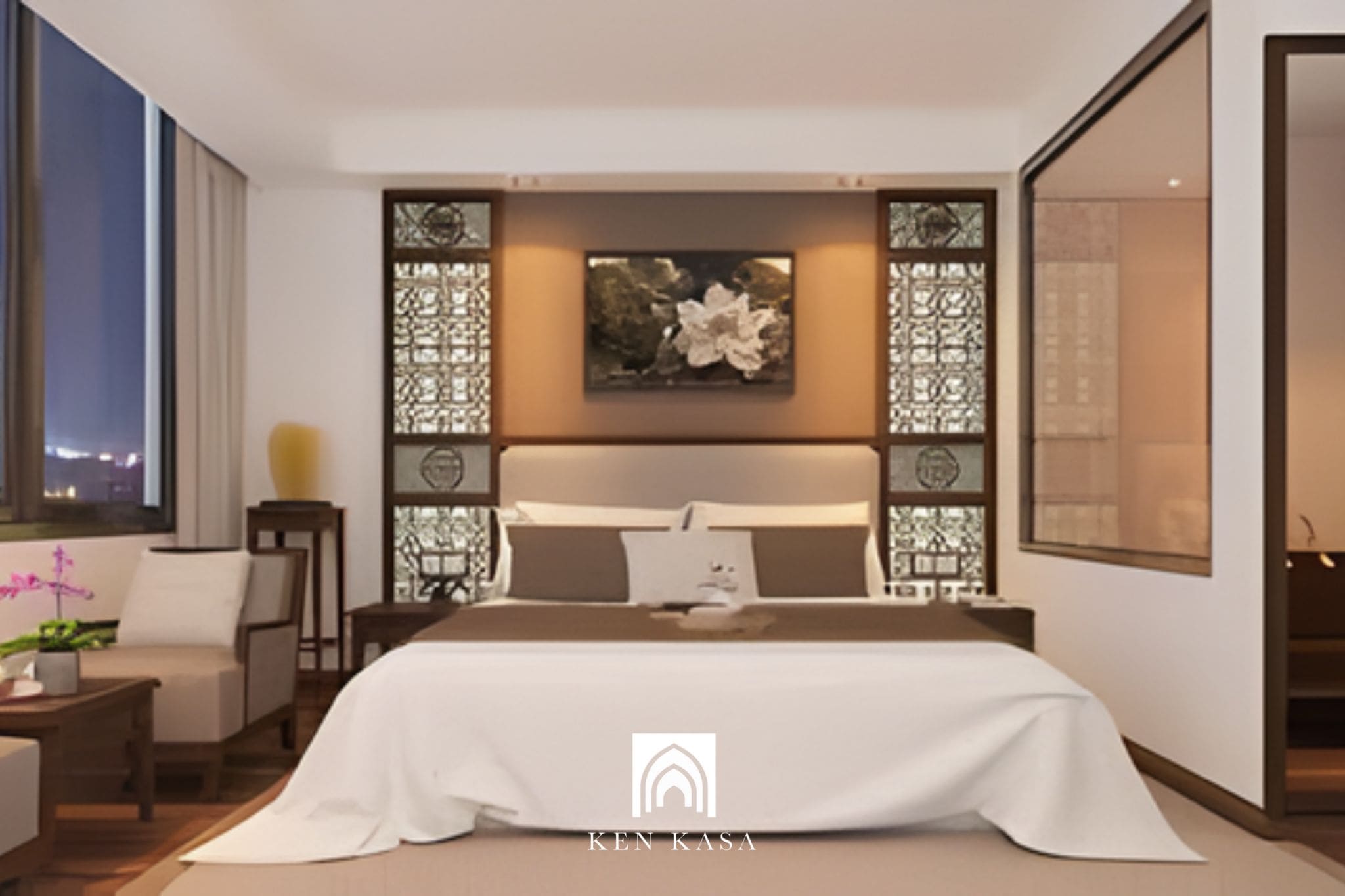 Thiết kế nội thất ph&ograve;ng ngủ kh&aacute;ch sạn 4 sao