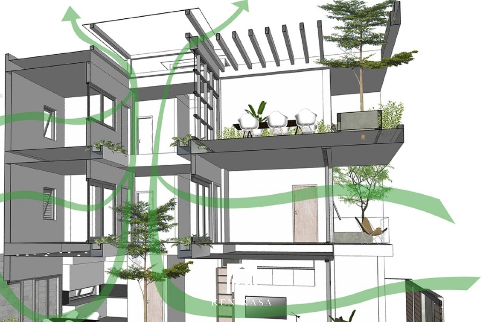 Bố trí hướng cửa đón gió và cửa thông gió hợp lý