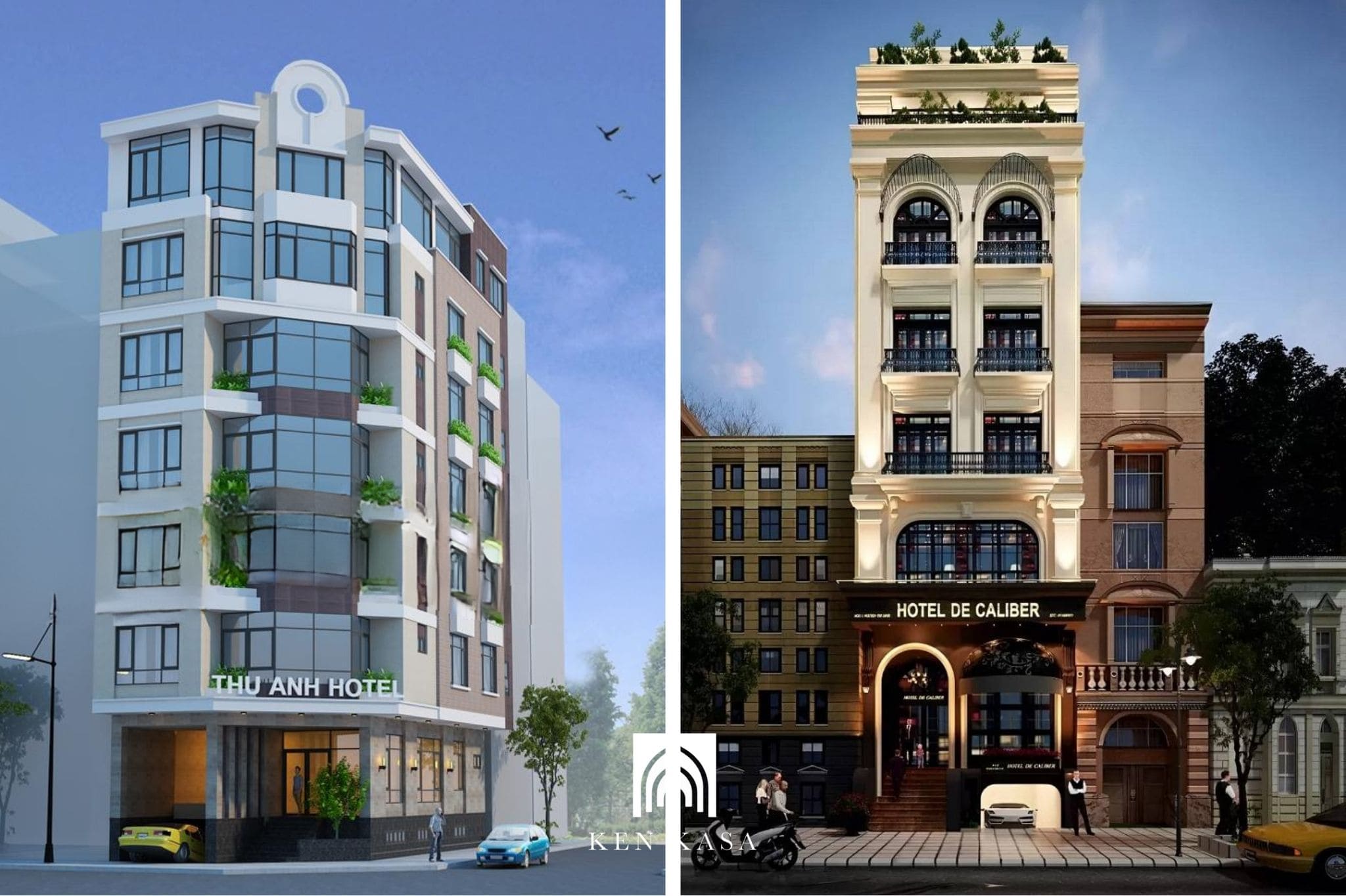 Mẫu thiết kế mặt tiền khách sạn mini 7m 