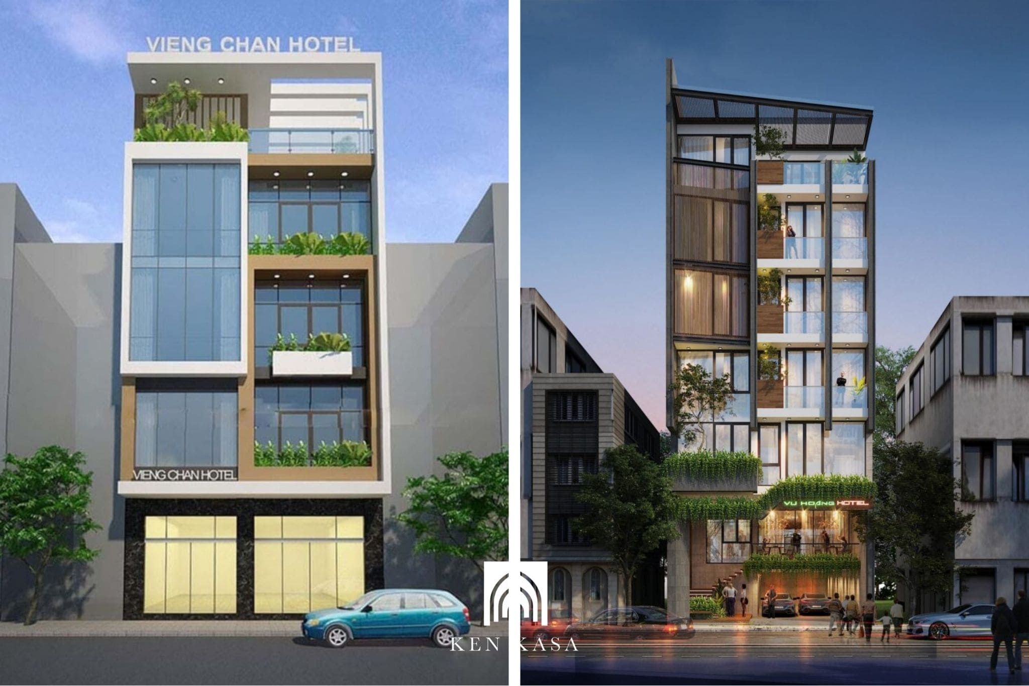 Mẫu thiết kế mặt tiền khách sạn mini hiện đại