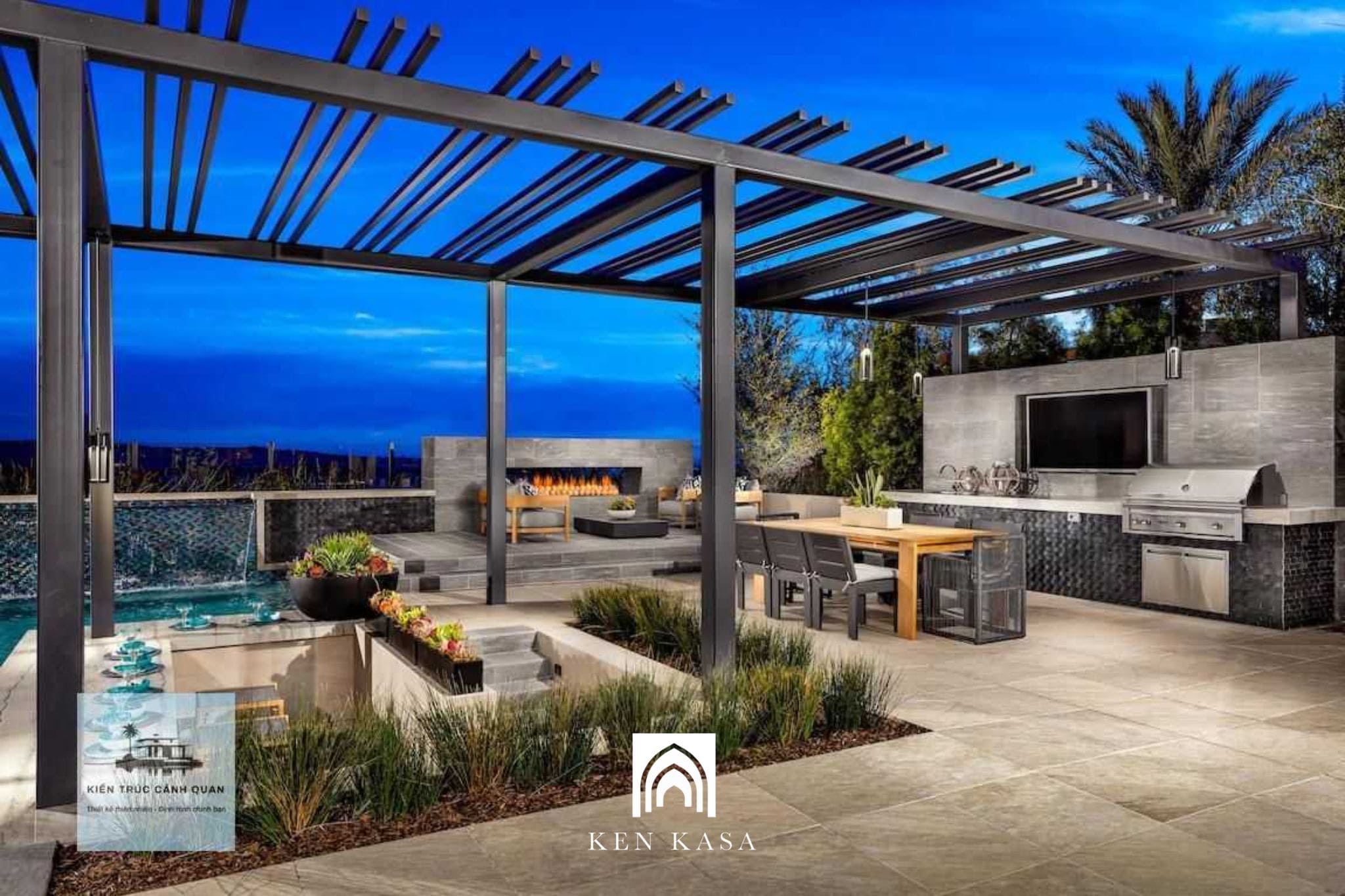 Khu BBQ v&agrave; kh&ocirc;ng gian ăn uống ngo&agrave;i trời