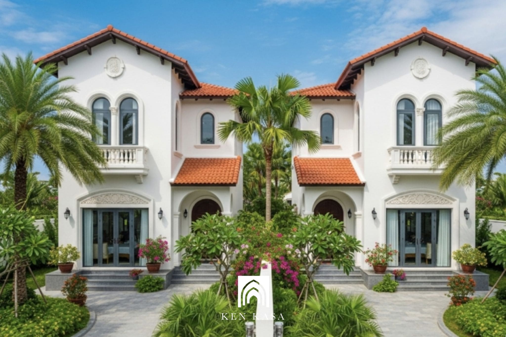 Mái ngói dốc và hình khối mềm mại