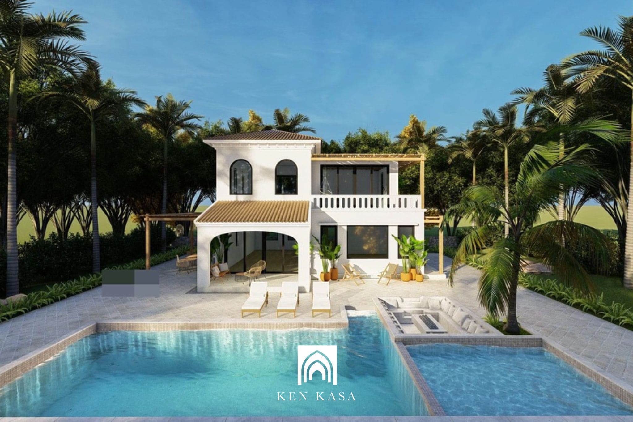 Biệt thự nghỉ dưỡng 1 tầng phong cách Địa Trung Hải