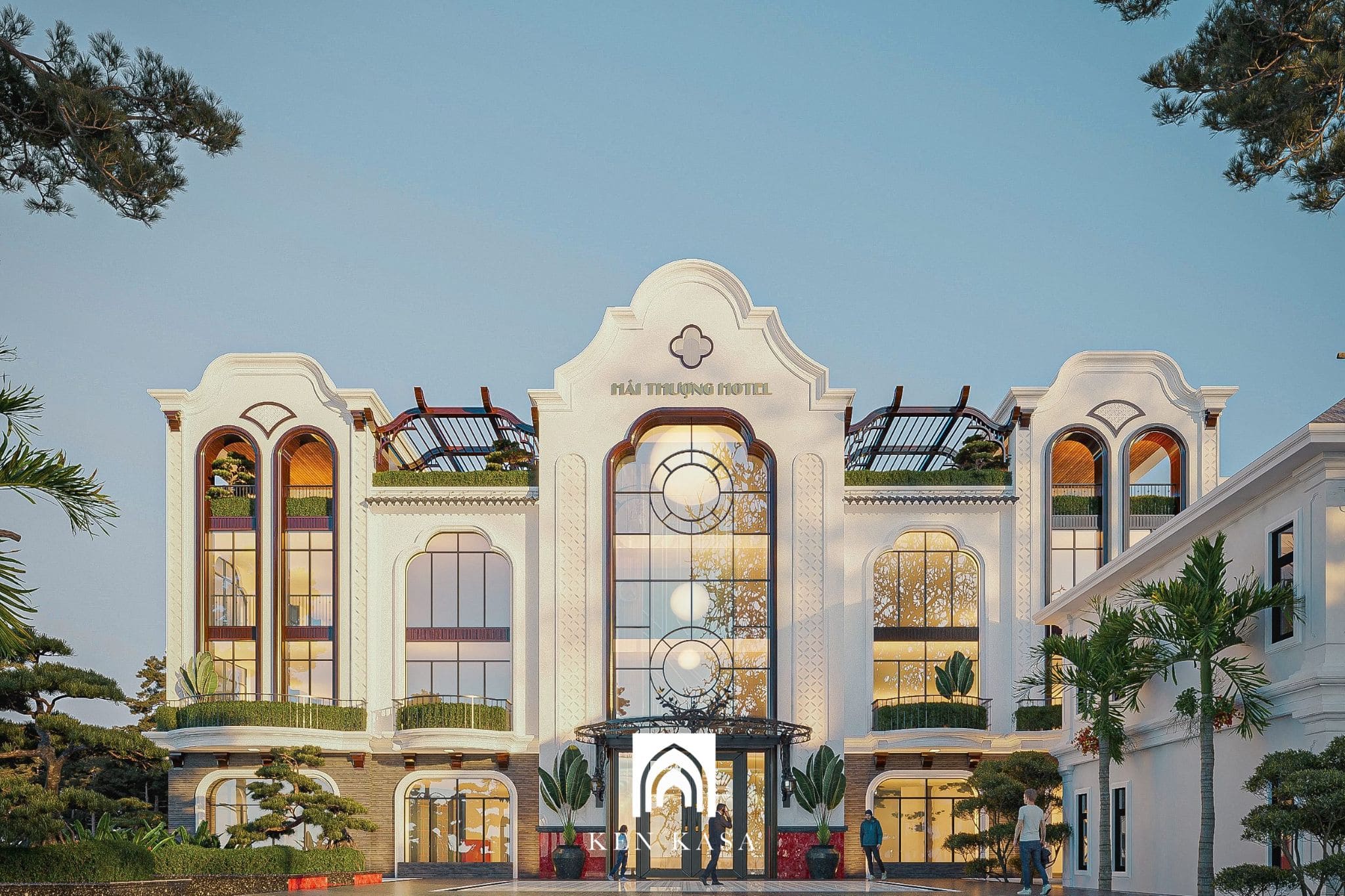 Mẫu thiết kế khách sạn tân cổ điển đẹp phong cách Indochine (Đông Dương)