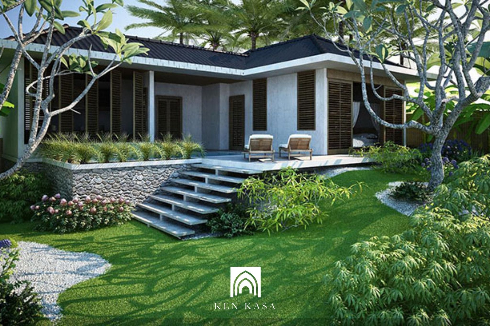 Mẫu nhà resort đẹp phong cách cottage ven hồ – sân vườn